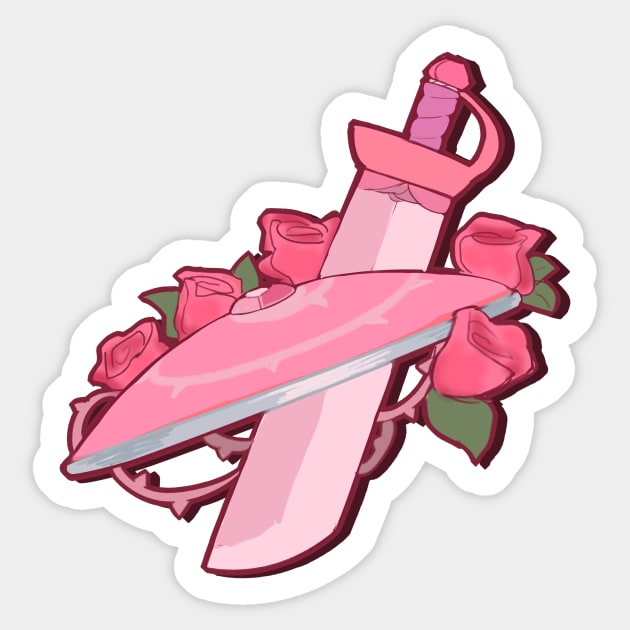 Rose Sword and Shield Sticker by Cooltinho